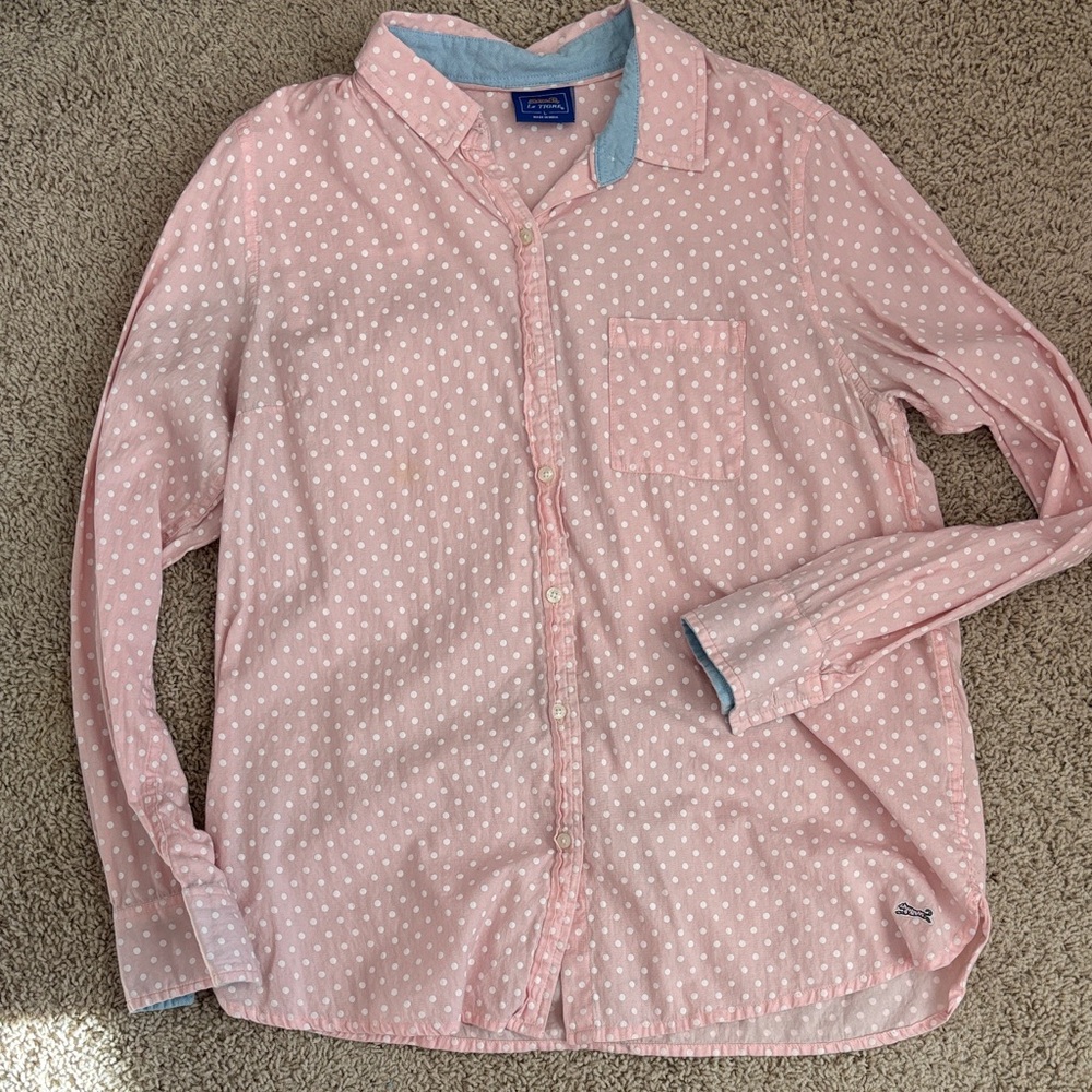 Le Tigre Light Pink Button Down Shirt with White Dots